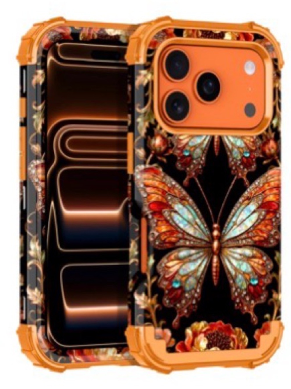 Orange Butterfly Protective Phone Case for Cell Phones